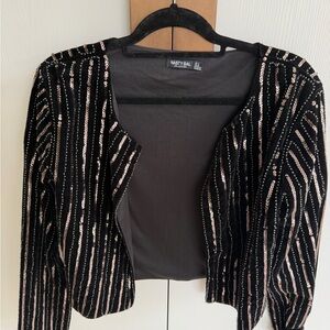 Nasty Gal Black and Pink Sequin Cardigan